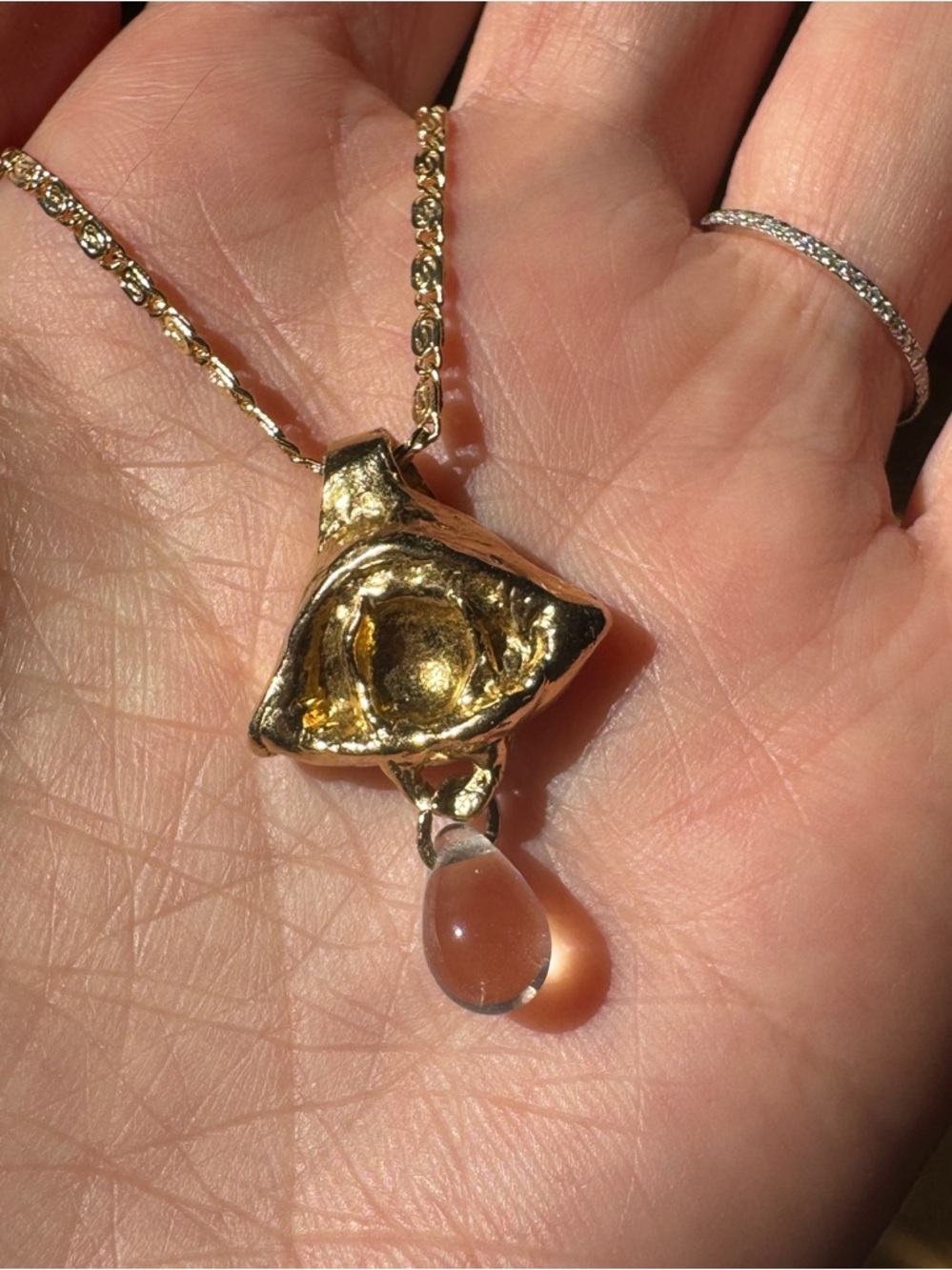 heron and lamb vigil tear necklace